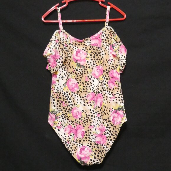 BETSEY JOHNSON | size 7/8 | Floral One Piece Swimsuit | Ruffle Trim Top - Picture 2 of 16